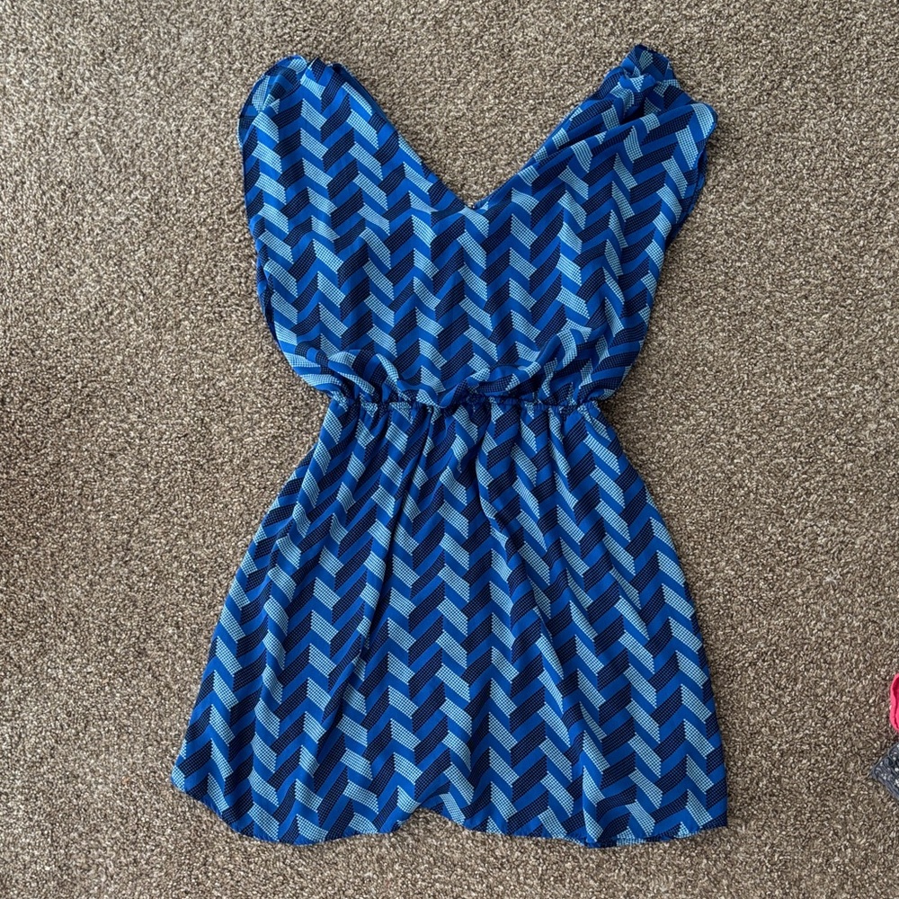 Candie's Blue Chevron Midi Dress